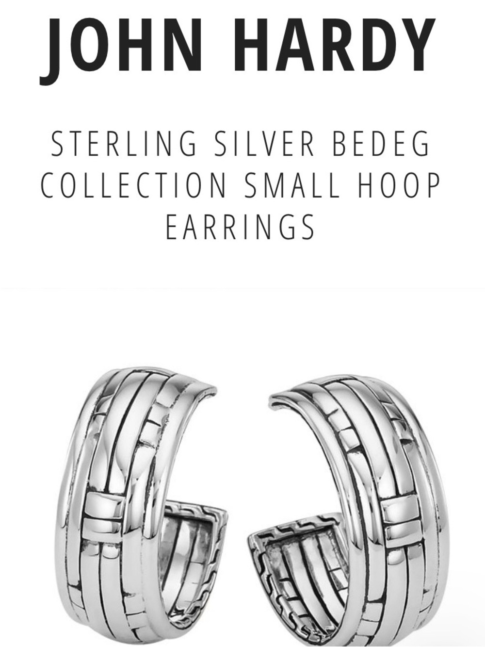 John Hardy Bedeg Collection Silver Woven Small Hoop Earrings